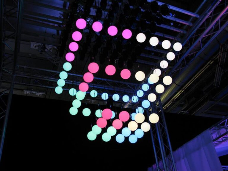 納斯卡活動_LED舞台升降球_升降LED方形矩陣表演